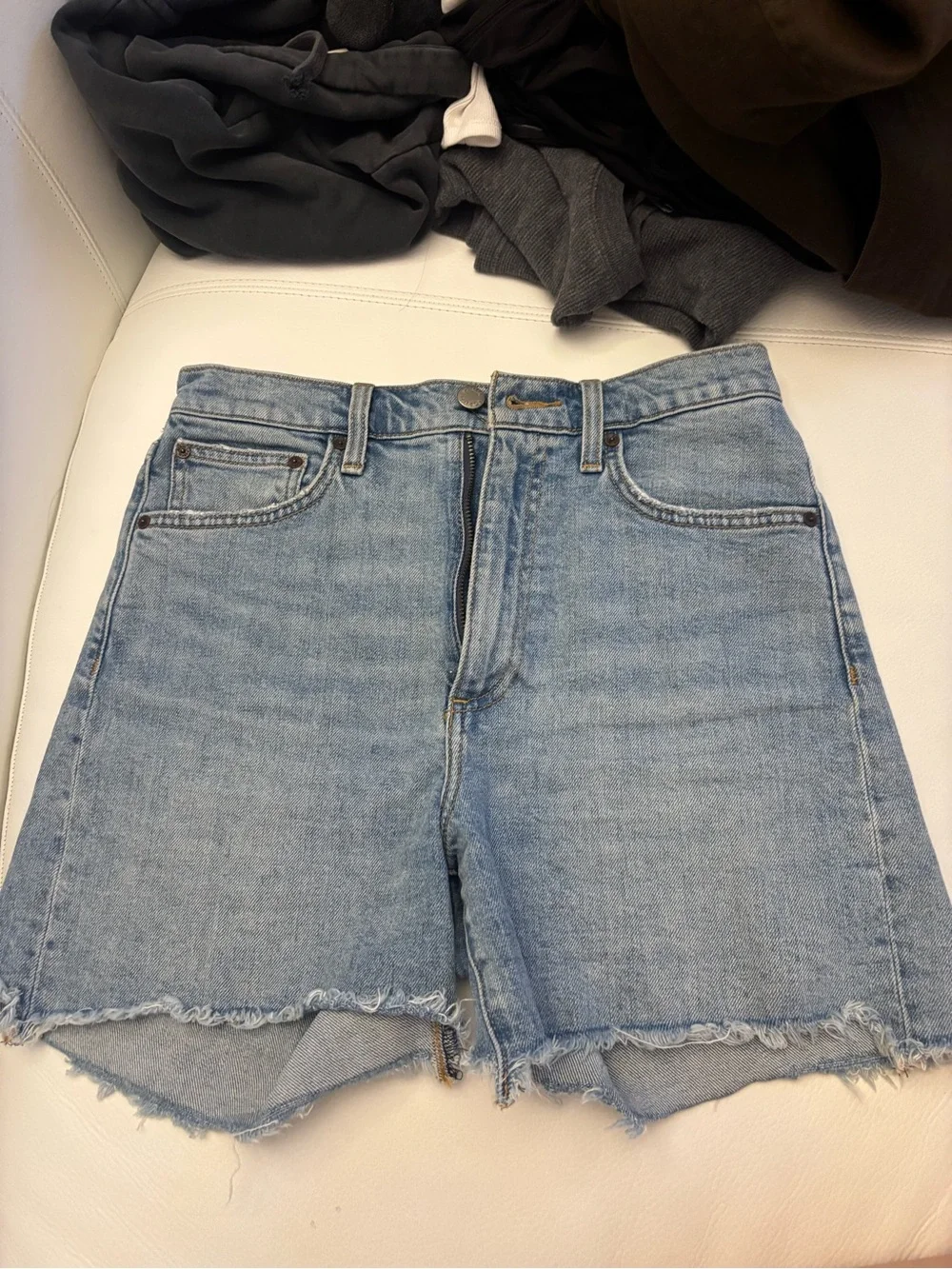 Denim Forum Light Blue High-Rise Cutoff Jean Shorts